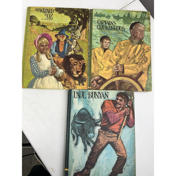Vintage 1960s Educator Classics Library‎ 3 Books LOT Wizard of oz Paul Banyan - Picture 1 of 7